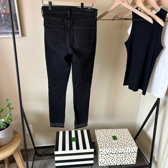 Citizens of Humanity Rocket Ankle High Rise Skinny Jeans w/ Stud Detail 26 Black - Picture 2 of 13